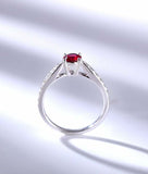 1.2ct Round Cut Ruby Engagement Ring Solitaire with Accent 14k White Gold Finish