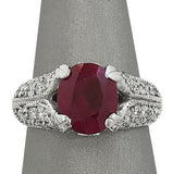 1.5Ct Oval Cut Pink Ruby Vintage Diamond Engagement Ring 14K White Gold Finish