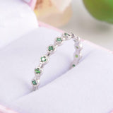 1.2ct Round Cut Green Emerald Wedding Band Ring Half Eternity 14k WhiteGold Over