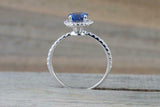 2ct Round Cut Blue Tanzanite Engagement Ring Diamond Halo 14k White Gold Finish