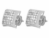 2ct Princess Cut Diamond Cluster Tile Square Stud Earrings 14k White Gold Finish