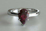 1.2ct Pear Cut Pink Ruby Engagement Ring Solitaire Promise 14k White Gold Finish