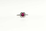 0.25ct Oval Cut Pink Ruby Engagement Ring Art Deco Design 14k White Gold Finish