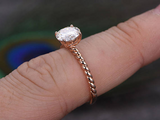 0.5ct Round Cut VVS1D Diamond Engagement Ring Rope Design 14k Rose Gold Finish