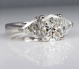 4Ct Cushion Cut Diamond Engagement Ring 14K White Gold Finish Trillion Accents