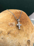 0.5ct Round Cut Diamond Mini Christ Cross Pendant with Chain 14k White Gold Over