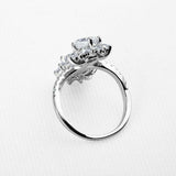 2.6ct Round Cut VVS1 Diamond Engagement Ring Flower Bypass 14k White Gold Finish