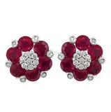 2Ct Round Cut Pink Ruby Diamond Floral Inspired Stud Earring 14K White Gold Over