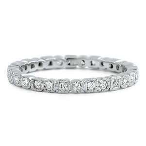 0.44ct Princess Round Cut Diamond Wedding Ring Band Eternity 14k White Gold Over