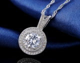 3ct Round Cut VVS1D Diamond Pendant Double Halo 14k White Gold Finish NO CHAIN