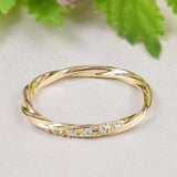 Twisted Infinity Wedding Ring Band 0.6ct Round Cut Diamond 14k YellowGold Finish