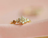 0.75ct Round Cut Diamond Engagement Ring Floral Cluster 14k Yellow Gold Finish