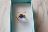 2Ct Oval Cut Blue Sapphire Diamond Vintage Engagement Ring 14K Rose Gold Finish