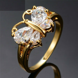 2ct Pear Cut Diamond Engagement Ring 14k YellowGold Over Butterfly Unique Design