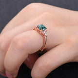 1.3ct Round Cut Green Emerald Solitaire Engagement Ring 14k Rose Gold Finish