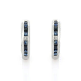 2.1ct Hoop Earrings Princess Cut Blue Sapphire Channel Set 14k White Gold Finish