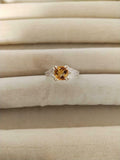 2ct Cushion Cut Yellow Citrine Split Shank Engagement Ring 18k White Gold Finish