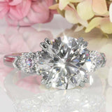 2.6ct Round Cut Diamond Pear Accents Trilogy Engagement Ring 14k White Gold Over