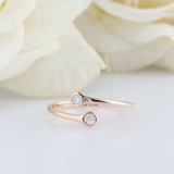 0.25ct Round Cut Diamond Engagement Ring Two Stone Bypass 14k Rose Gold Finish