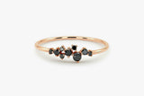 Cluster Minimalist Engagement Ring 1ct Round Cut Black Diamond 14k RoseGold Over