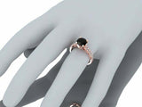 2ct Round Cut Black Diamond Engagement Ring Accents Solitaire 18k Rose Gold Over