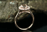 1ct Round Cut Peach Morganite Engagement Ring 14k Rose Gold Over Halo Design