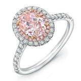 2.5ct Oval Cut Peach Morganite Double Halo Engagement Ring 14k White Gold Finish