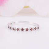 1ct Round Cut Red Garnet Wedding Band Square Minimalist 14k White Gold Finish