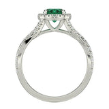 3ct Oval Cut Green Emerald Engagement Ring Split Shank Halo 14k WhiteGold Finish