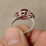 2ct Round Cut Pink Ruby Engagement Ring 14k White Gold Finish Unique Trilogy