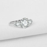 2.9ct Oval Cut Diamond Engagement Ring Trilogy Solitaire 14k White Gold Finish