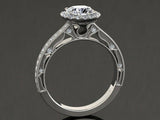 3ct Cushion Diamond Engagement Ring Halo Milgrain Bridal Set 14k White Gold Over