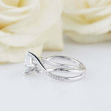 1ct Princess Cut Diamond Engagement Ring Twist Infinity Shank 14k WhiteGold Over