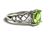 2ct Oval Cut Green Peridot Irish Trinity Solitaire Ring 14k White Gold Finish