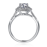 2.4ct Round Cut VVS1D Diamond Engagement Ring 14k White Gold Finish Double Halo