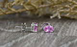 1.2ct Oval Cut Pink Sapphire PushBack Bridal Stud Earrings 14k White Gold Finish