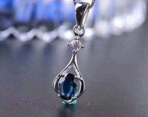 1ct London Blue Topaz Pendant Oval Cut Stylish 14k White Gold Finish NO CHAIN