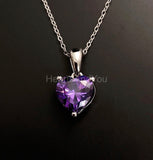 1ct Heart Simulated Amethyst Solitaire Pendant 14k White Gold Plated NO CHAIN