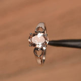 1ct Engagement Ring Oval Cut Morganite Heart Valentine Gift 14k WhiteGold Finish