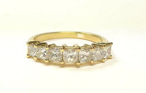 1.13ct Princess Cut Diamond Wedding Band Half Eternity 14k Yellow Gold Finish