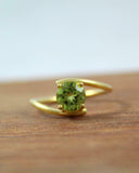 1ct Engagement Ring Round Cut Green Peridot Bypass Solitaire 14k YellowGold Over