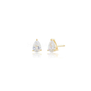 1ct Pear Cut Simulated Diamond Solitaire Stud Earrings 14k Yellow Gold Plated