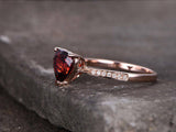 1ct Heart Cut Red Garnet Love Valentine Gift Engagement Ring 14k RoseGold Finish