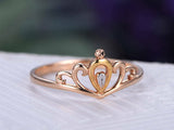 0.12ct Marquise Cut Diamond Engagement Ring Stylish Crown 14k Rose Gold Finish