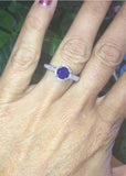 1.2ct Round Cut Blue Sapphire Diamond Halo Vintage Ring 14k White Gold Finish