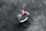 1.6ct Engagement Ring Oval Cut Pink Ruby Split Shank 14k White Gold Finish