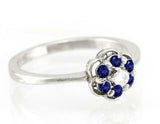 1.5ct Round Blue Sapphire Floral Minimalist Engagement Ring 14k White Gold Over