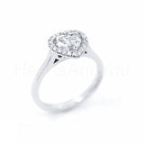 1ct Heart Simulated Diamond Solitaire Halo Engagement Ring 14k White Gold Plated