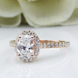 2.3ct Oval Cut Diamond Engagement Ring Vintage Halo Design 14k Rose Gold Finish