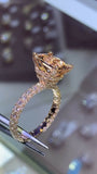 3ct Radiant Cut Peach Morganite Gatsby Rich Engagement Ring 14k Rose Gold Finish